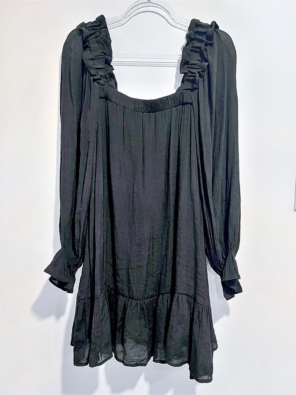 By the River Black Ruffle Knee Length Dress Size Small NWT